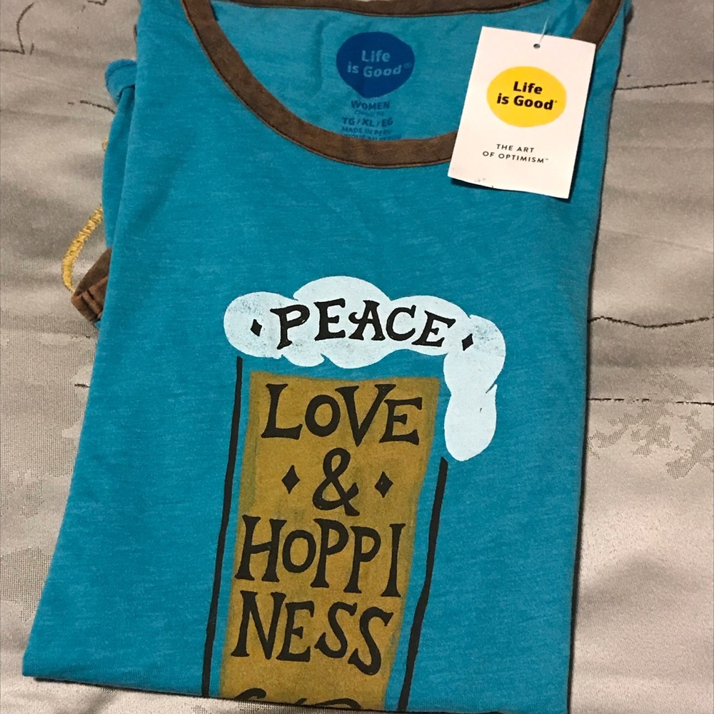 Peace  Love & Hoppiness Tee -  Life is Good Tee  Sz XL